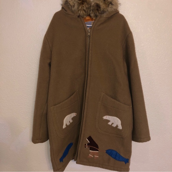 Vintage Inuvik Winter Parka Fur Hood Wool Embroidered - Picture 3 of 6